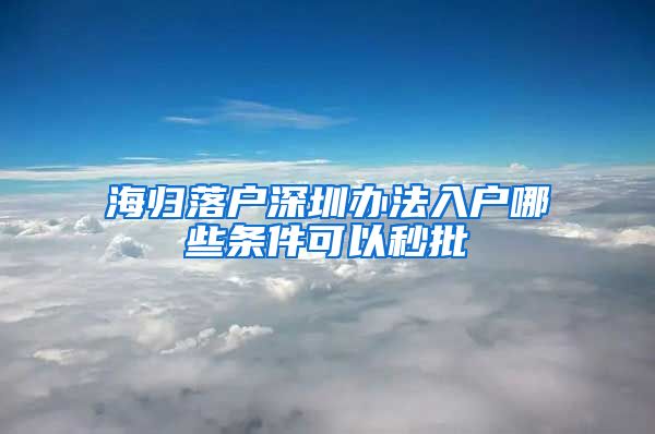 海归落户深圳办法入户哪些条件可以秒批