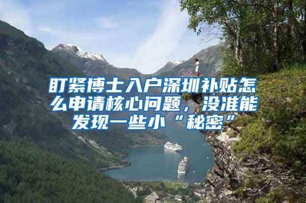 盯紧博士入户深圳补贴怎么申请核心问题，没准能发现一些小“秘密”