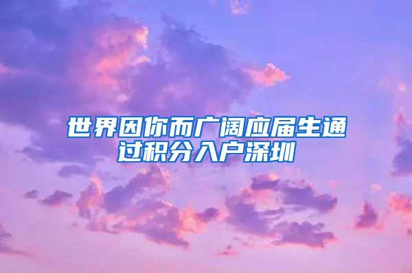 世界因你而广阔应届生通过积分入户深圳