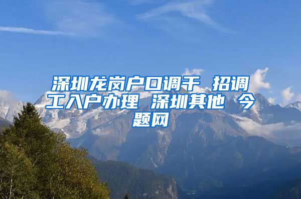 深圳龙岗户口调干 招调工入户办理 深圳其他 今题网