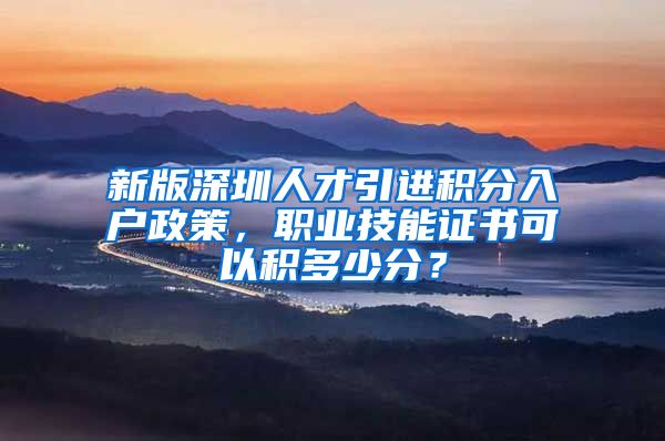 新版深圳人才引进积分入户政策，职业技能证书可以积多少分？