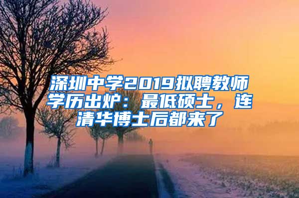 深圳中学2019拟聘教师学历出炉：最低硕士，连清华博士后都来了