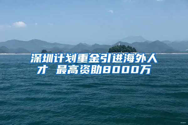 深圳计划重金引进海外人才 最高资助8000万