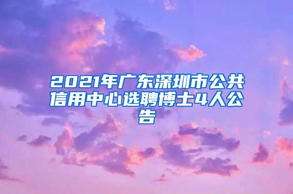 2021年广东深圳市公共信用中心选聘博士4人公告