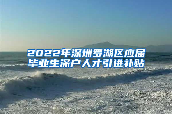 2022年深圳罗湖区应届毕业生深户人才引进补贴