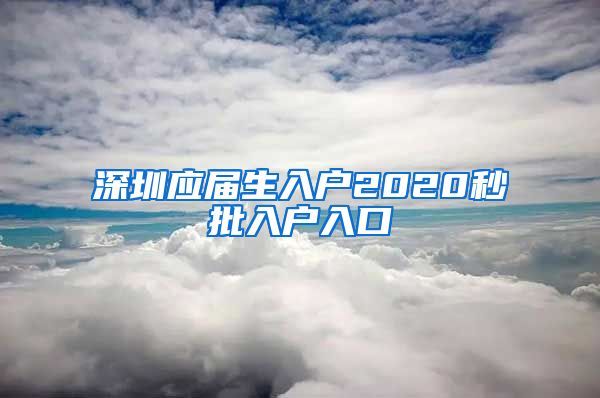 深圳应届生入户2020秒批入户入口