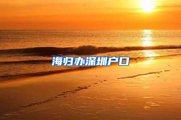 海归办深圳户口