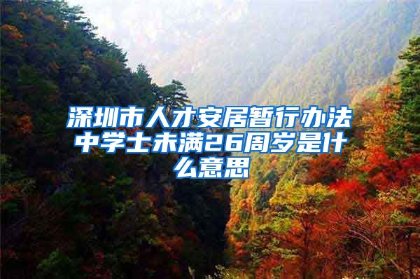 深圳市人才安居暂行办法中学士未满26周岁是什么意思