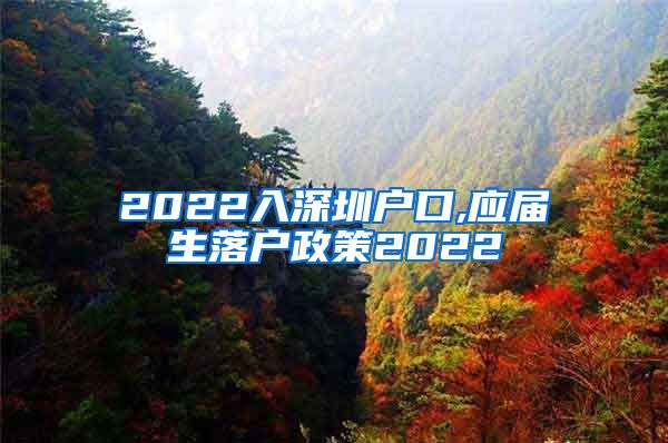 2022入深圳户口,应届生落户政策2022