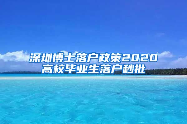 深圳博士落户政策2020高校毕业生落户秒批