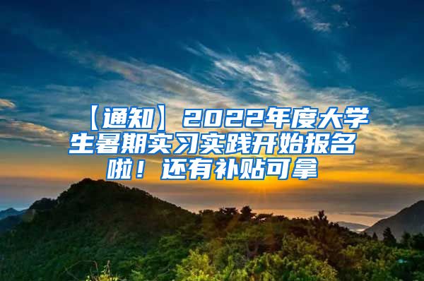 【通知】2022年度大学生暑期实习实践开始报名啦！还有补贴可拿→