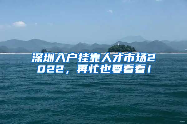 深圳入户挂靠人才市场2022，再忙也要看看！