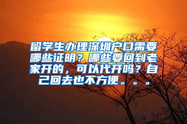 留学生办理深圳户口需要哪些证明？哪些要回到老家开的，可以代开吗？自己回去也不方便。。。