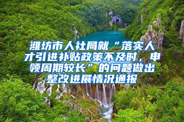 潍坊市人社局就“落实人才引进补贴政策不及时，申领周期较长”的问题做出整改进展情况通报