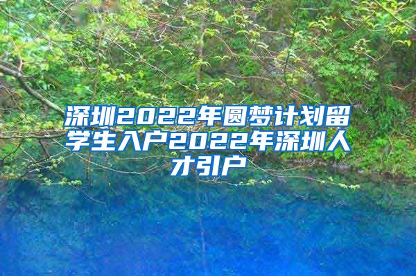 深圳2022年圆梦计划留学生入户2022年深圳人才引户