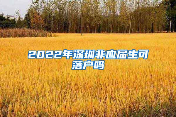 2022年深圳非应届生可落户吗