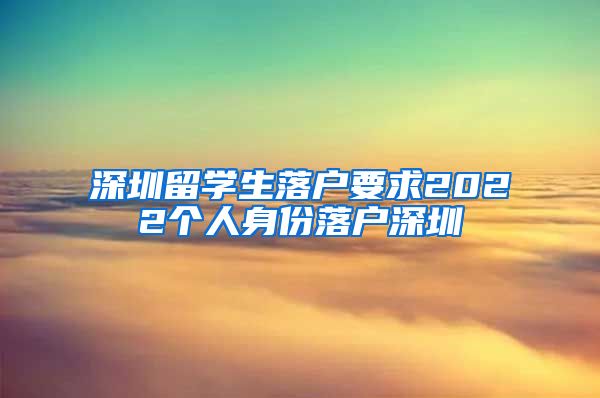 深圳留学生落户要求2022个人身份落户深圳