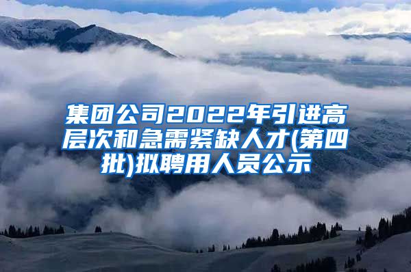 集团公司2022年引进高层次和急需紧缺人才(第四批)拟聘用人员公示