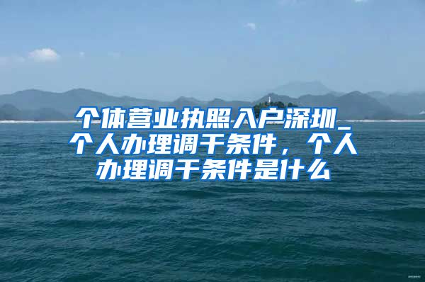 个体营业执照入户深圳_个人办理调干条件，个人办理调干条件是什么