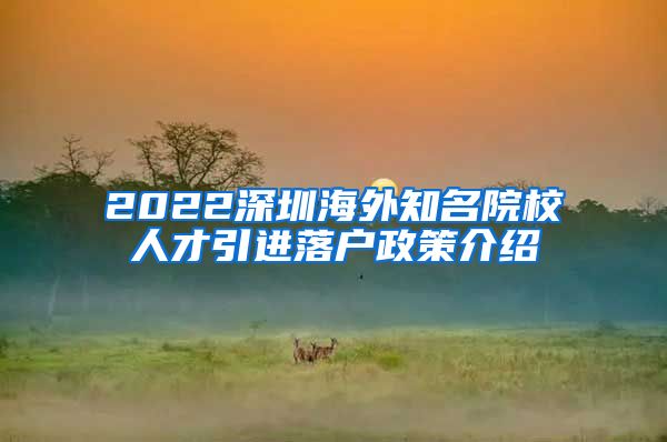 2022深圳海外知名院校人才引进落户政策介绍