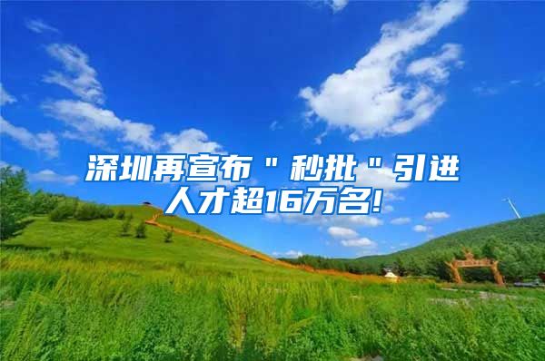 深圳再宣布＂秒批＂引进人才超16万名!