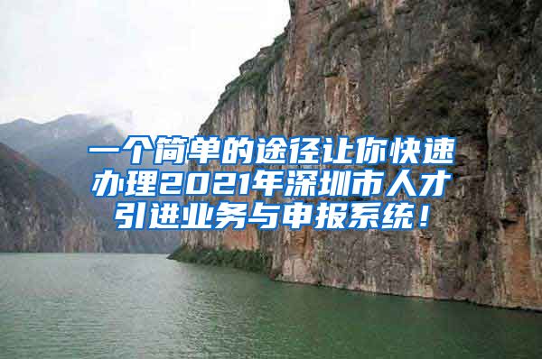 一个简单的途径让你快速办理2021年深圳市人才引进业务与申报系统！