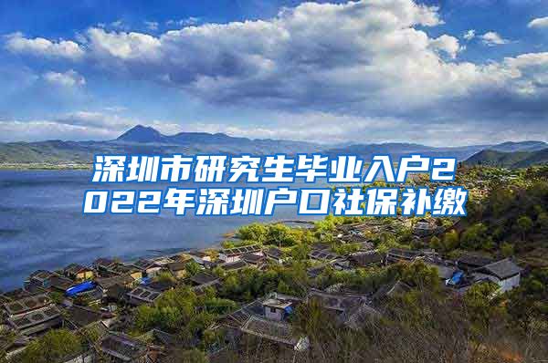 深圳市研究生毕业入户2022年深圳户口社保补缴