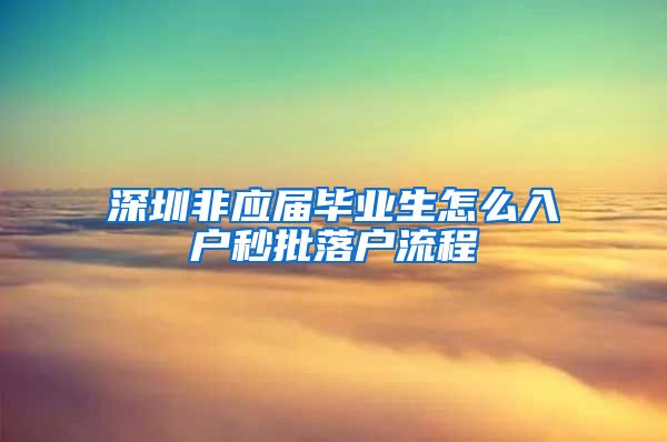 深圳非应届毕业生怎么入户秒批落户流程