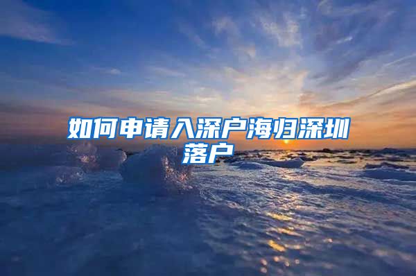 如何申请入深户海归深圳落户