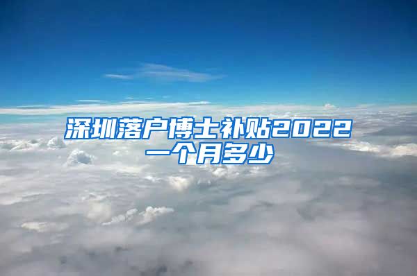 深圳落户博士补贴2022一个月多少