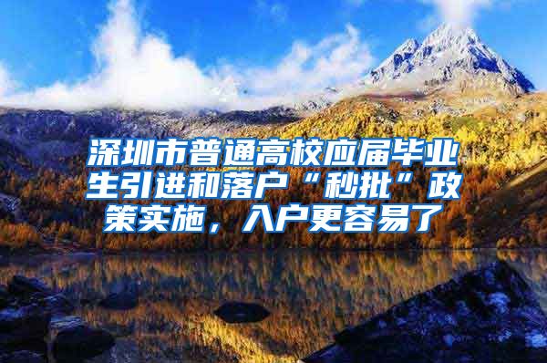 深圳市普通高校应届毕业生引进和落户“秒批”政策实施，入户更容易了