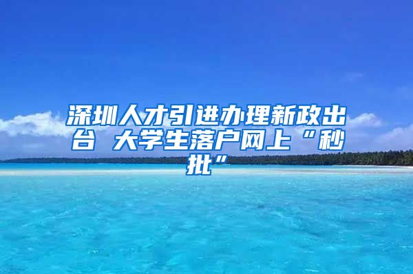 深圳人才引进办理新政出台 大学生落户网上“秒批”