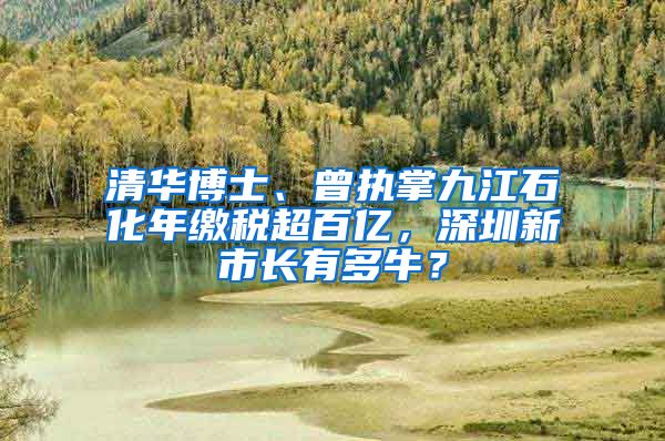 清华博士、曾执掌九江石化年缴税超百亿，深圳新市长有多牛？