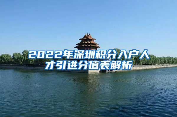 2022年深圳积分入户人才引进分值表解析