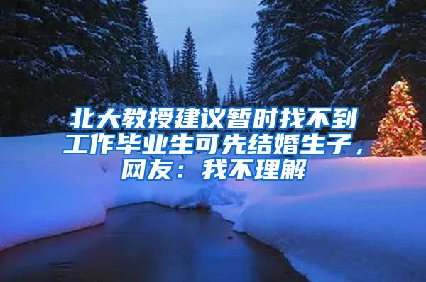 北大教授建议暂时找不到工作毕业生可先结婚生子，网友：我不理解