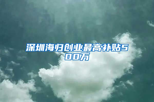 深圳海归创业最高补贴500万