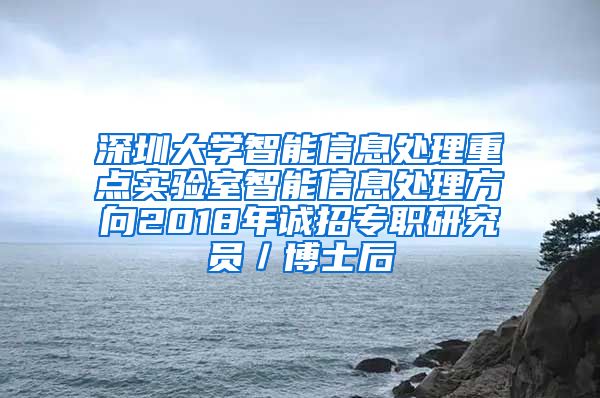 深圳大学智能信息处理重点实验室智能信息处理方向2018年诚招专职研究员／博士后