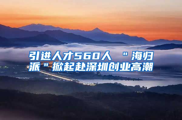 引进人才560人 ＂海归派＂掀起赴深圳创业高潮