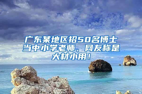 广东某地区招50名博士当中小学老师，网友称是大材小用！