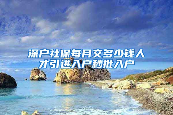 深户社保每月交多少钱人才引进入户秒批入户