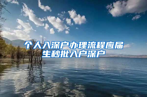 个人入深户办理流程应届生秒批入户深户