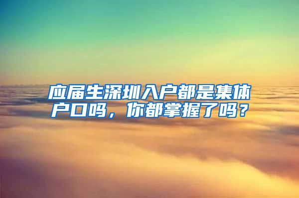 应届生深圳入户都是集体户口吗，你都掌握了吗？