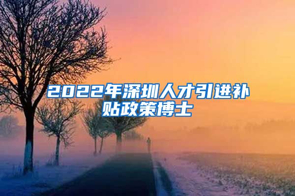 2022年深圳人才引进补贴政策博士