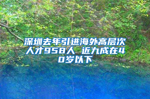 深圳去年引进海外高层次人才958人 近九成在40岁以下