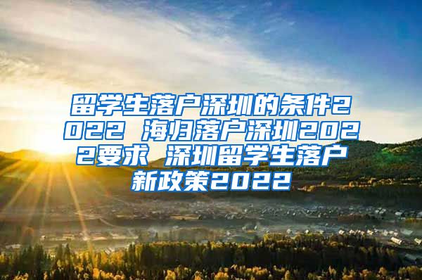 留学生落户深圳的条件2022 海归落户深圳2022要求 深圳留学生落户新政策2022