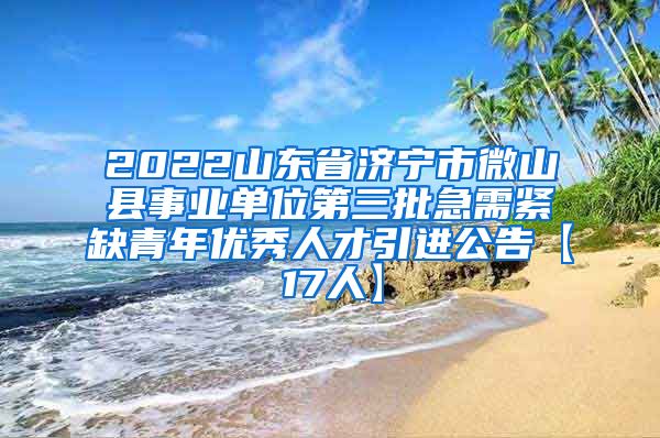 2022山东省济宁市微山县事业单位第三批急需紧缺青年优秀人才引进公告【17人】