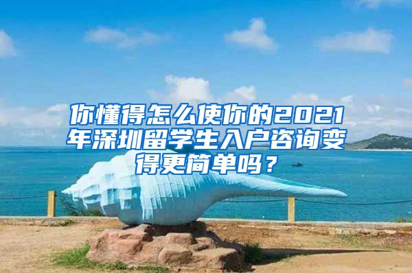 你懂得怎么使你的2021年深圳留学生入户咨询变得更简单吗？