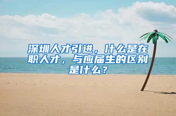 深圳人才引进，什么是在职人才，与应届生的区别是什么？