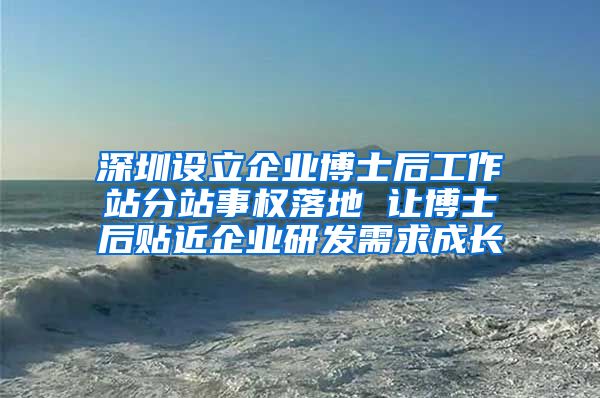 深圳设立企业博士后工作站分站事权落地 让博士后贴近企业研发需求成长