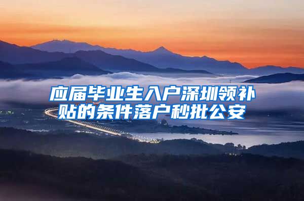 应届毕业生入户深圳领补贴的条件落户秒批公安